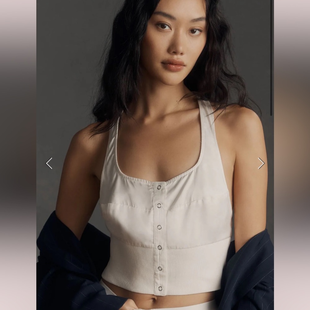 Anthropologie Satin Buttondown Crop Top - Size Small